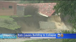Lake Elsinore Homeowners Can Only Watch As Homes, Foundations Crumble Into Swollen Creek