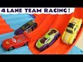 Hot Wheels Cars Learn Colors Team Race with Pixar McQueen Ace and Marvel Avengers 4 Superheroes