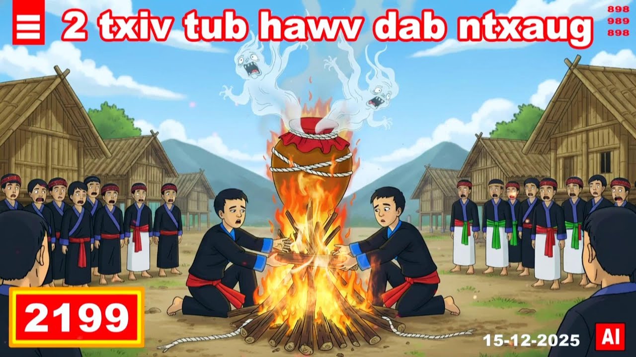 Дьявол говорит на языке хмонг - 2199 - 15-12-2025 2 отца сжигают дьявола, ກາວວິດ, Сжигание.