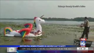 Deputies Pull Women Stranded on Unicorn Float to Safety
