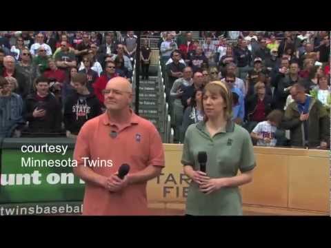 Minnesota DNR duo sings national anthem at Twins game