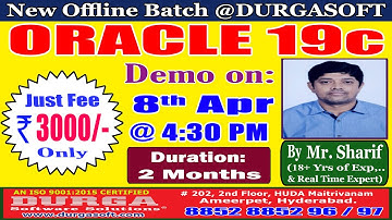 ORACLE 19c Offline Training @ DURGASOFT