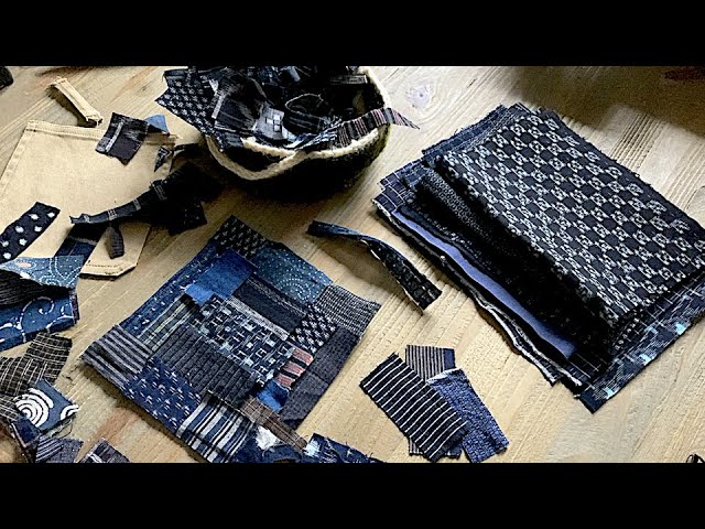 ソーイングvlog 古布はぎれ活用 ポケットにパッチワーク 古着&着物