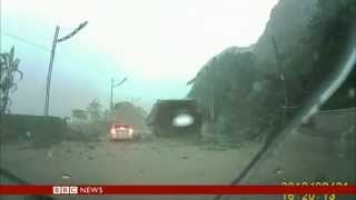 AMAZING BOULDER ESCAPE CAUGHT ON CAMERA - BBC NEWS