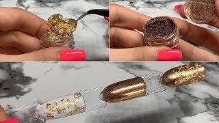 NAIL ART | Feuilles d&#39;or &amp; effet chrome [Ongles en gel]