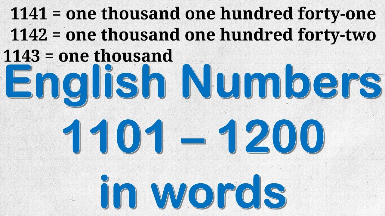 English Numbers 1101 10 In Words Number Name Spellings Youtube