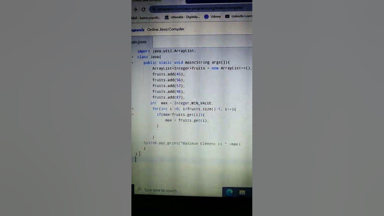 How to find maximum element in an arraylist youtube