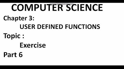 Chapter 3|User Defined Functions|Computer Science|12th Standard|Part 6|Exercise