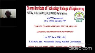EnergyMeasureToSave SIT Webinar on Energy Conservation In Textile Mills By condition Monitoring EnergyMeasureToSave SIT Webinar on Energy Conservation In Textile Mills By condition Monitoring