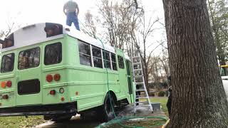 Washing The Bus, Prepping For Paint. School Bus Conversion. Schoolie. Conversion