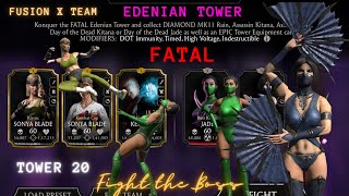 MK Mobile Edenian Tower. Fatal Tower 20 Boss Fight + Rewards. Fight Boss Jade and Boss Kitana.