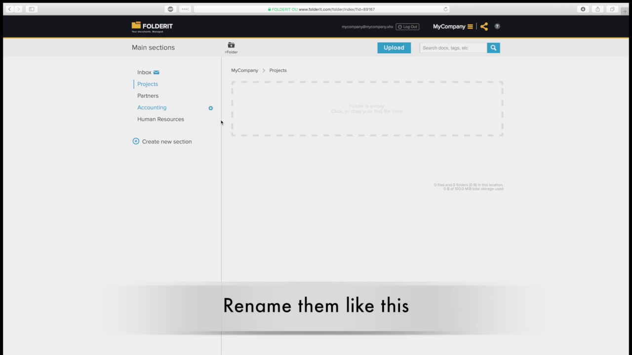Renaming and Adding Sections in Folderit Document Management System ...
