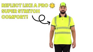 Stay Safe & Visible Hi Vis Polo Shirt Super Stretch & Reflect Perfect For Work & Outdoor Safety