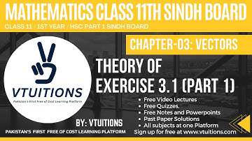 Theory of Exercise 3.1 (Part 1) Chapter 3 Vectors | Mathematics Class 11 | 1st Year Sindh Board