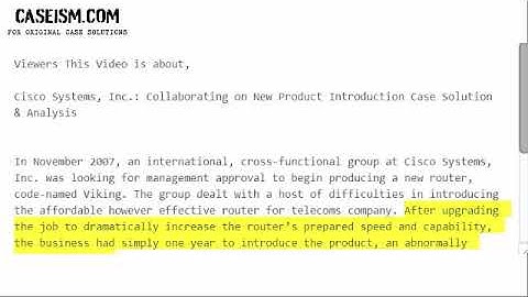Cisco Systems, Inc.: Collaborating on New Product Introduction Case Solution & Analysis