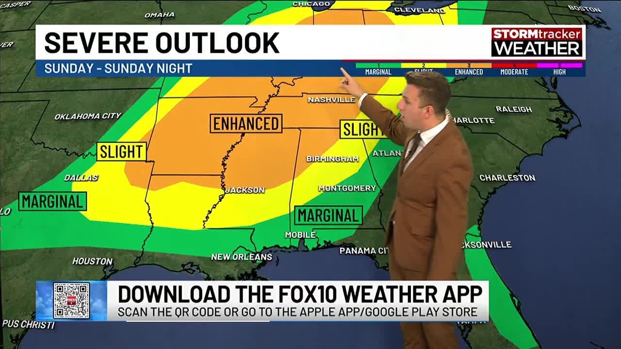 Scattered storms expected Sunday before severe weather threat prompts ...