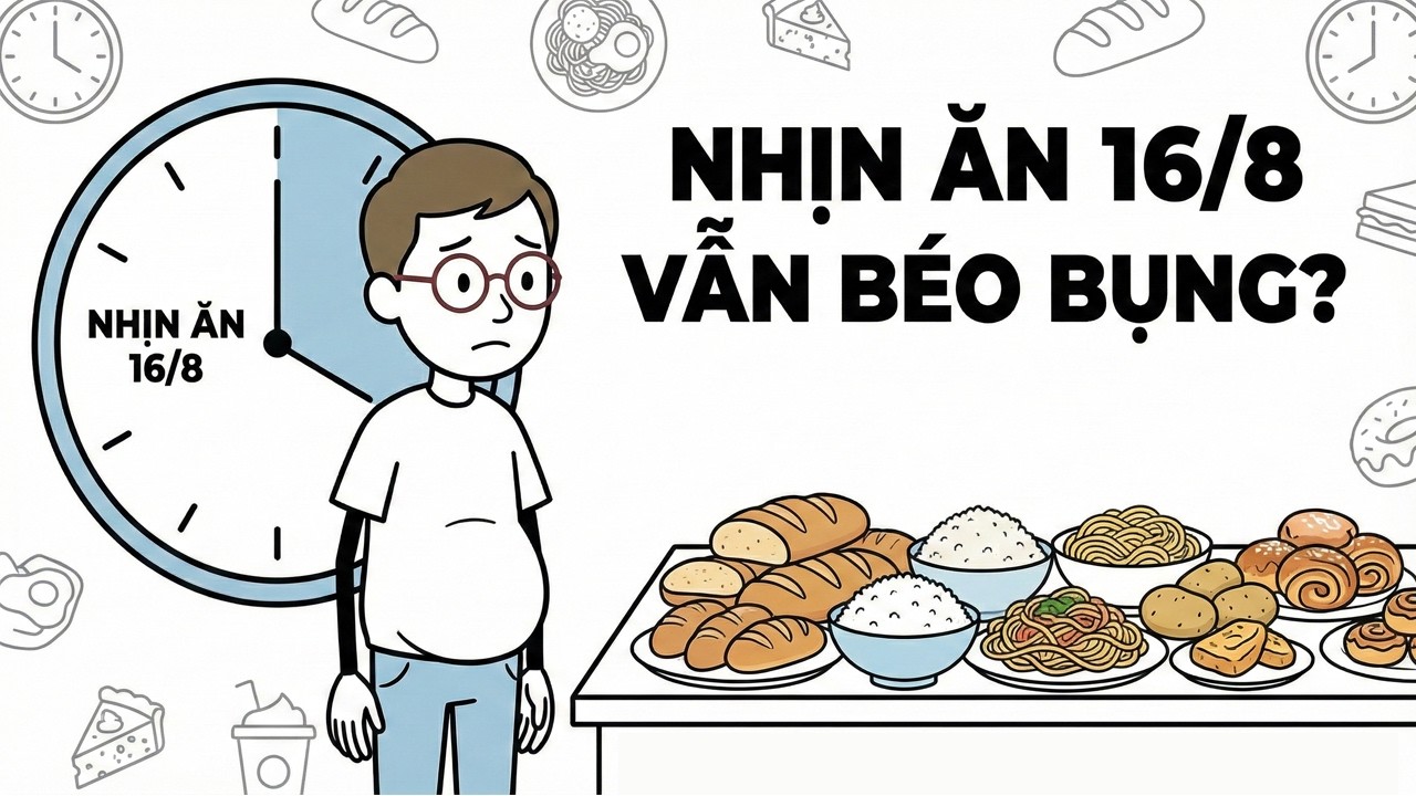Nhịn Ăn 16/8 Vẫn Béo Bụng? Đây Là Sai Lầm Số 1 Khiến Cơ Thể 'Khóa Chặt' Chế Độ Đốt Mỡ.