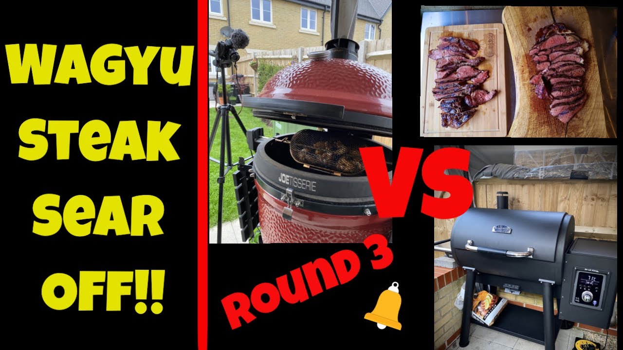 Wagyu Steak Sear Off!! Kamado Joe Big Joe 3 Vs Broil King Regal 500 Pellet Grill!! - YouTube