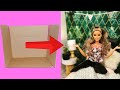 DIY Miniature BARBIE BEDROOM with Cardboard Box | 1:6 scale Dollhouse Room with Working Lamp