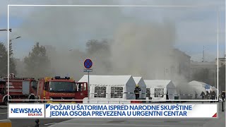 Pucnjava i požar u šatoru ispred Skupštine Srbije
