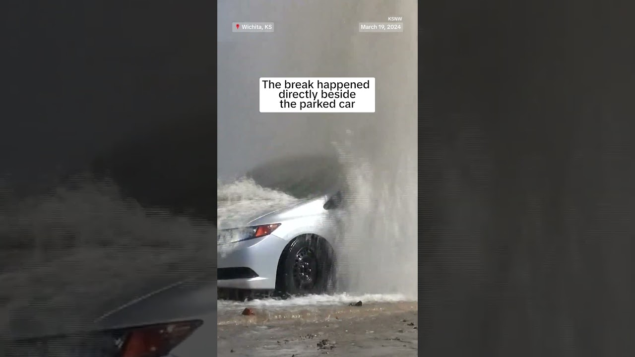 A water main break caused significant damage to a car in Kansas