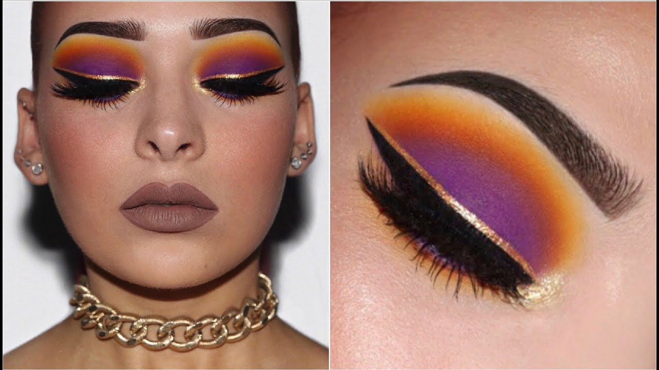 Purple Sunset Smokey Eye W Gold Liner Makeup Tutorial YouTube