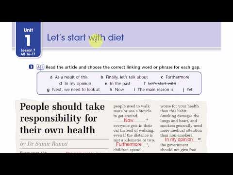 ترجمة قطعة لنبدأ بالنظام الغذائي يونت 1 وحل اسئلة كتاب النشاط الخاصة بها ص 16 17 سادس اعدادي