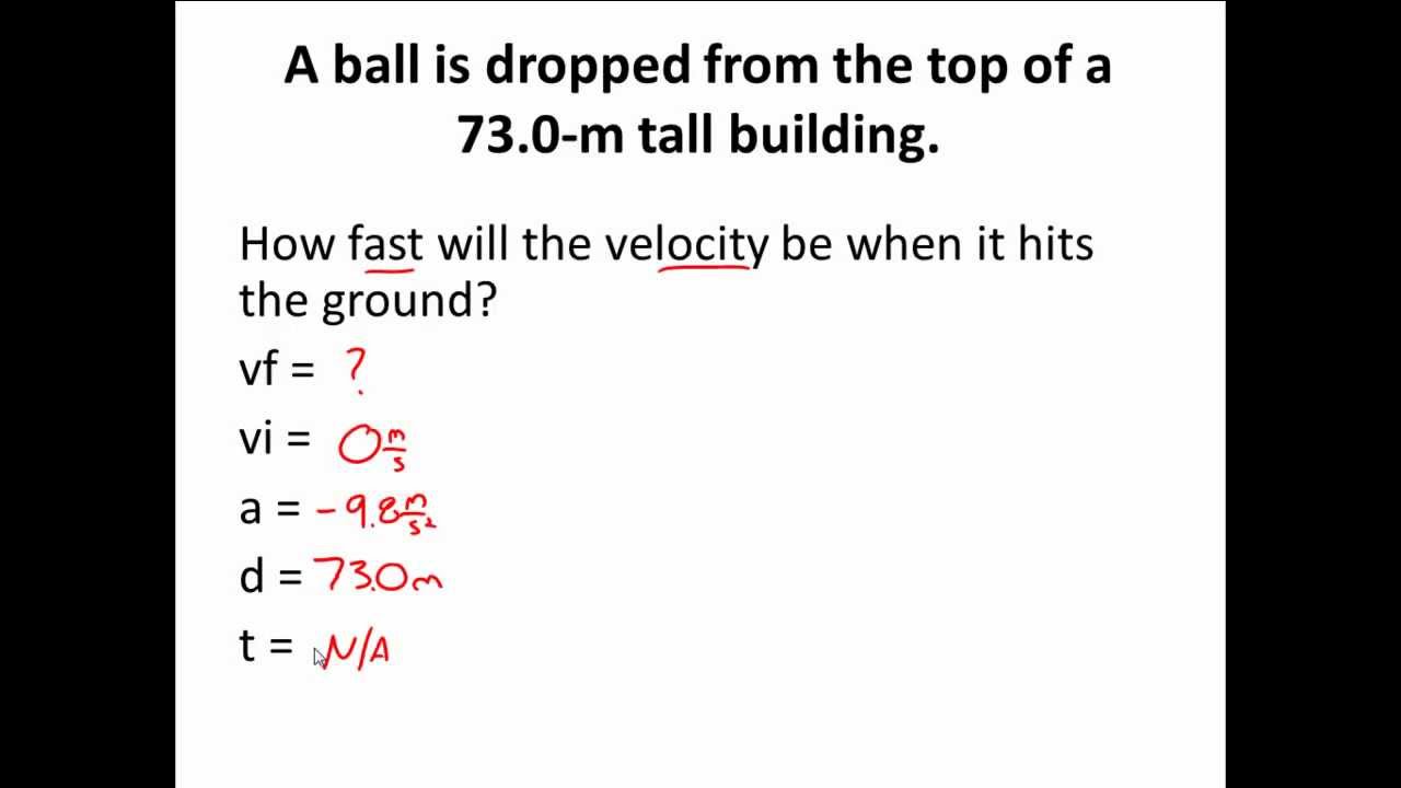 projectile motion kinematic equations