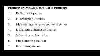 Planning Process/Steps involved in Planning part 1 XII COMMERCE