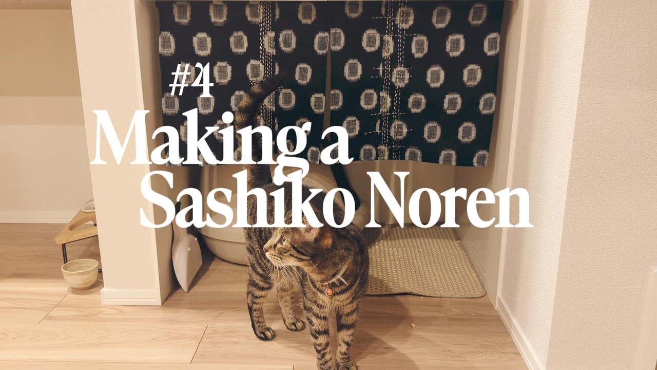 Freestyle sashiko & machine sewing a mini noren | Tokyo vlog