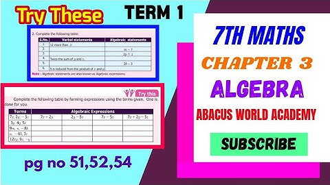 7th maths Term 1,chapter 3 Algebra Try these pg no51,52,54#7thstandardmathsterm1 #AbacusWorldAcademy