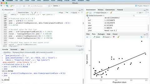 9d: Simple linear regression predictions, residuals, and slope confidence interval