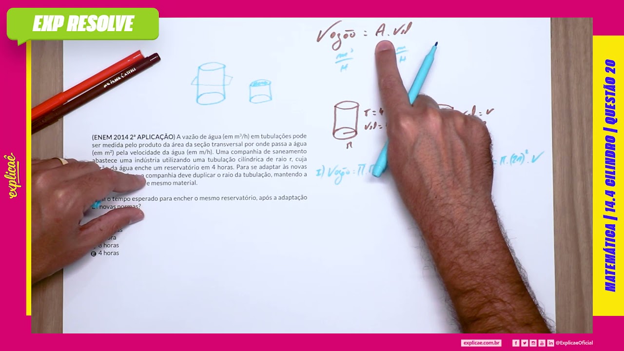 A VAZÃO DE ÁGUA (EM M3/H) EM TUBULAÇÕES PODE SER MEDIDA PELO PRODUTO DA ÁREA DA (...) | CILINDRO