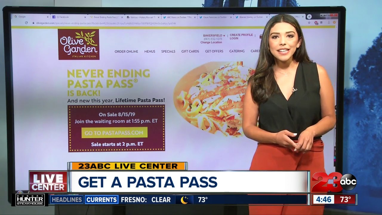 Lifetime Pasta Pass At Olive Garden Video Bakersfield