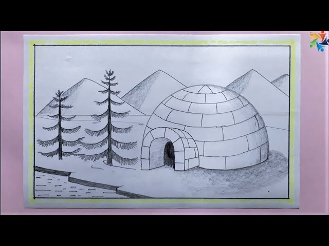 Winter Snowdome House Tree Igloo Drawing High-Res Vector Graphic - Getty  Images