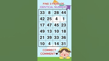 Find 3 pairs of identical numbers /Dementia Prevention Quizzes/Dementia Tests.No.35