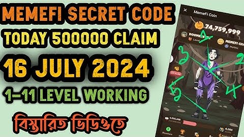 Memefi Secret Combo/Code 16 July 2024|Memefi Daily Combo|Memefi Combo Today|Memefi Secret Combo