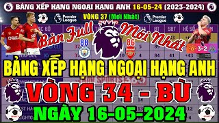 Bảng Xếp Hạng Ngoại Hạng Anh 2024 Mới Nhất Vòng 37, Ngày 16/5/24 | Man City 88đ Top 1, Chelsea Top 6