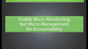 Managing Virtual Teams - Micro-Monitor for Accountability