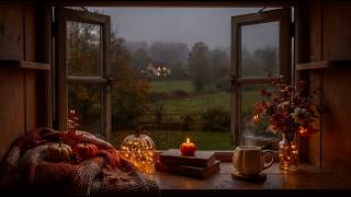 Soft Autumn Rain Outside the Cottage Window 🕯️ Fairy Lights, Warm Tea & Gentle Rain 4K 4Hours screenshot 4