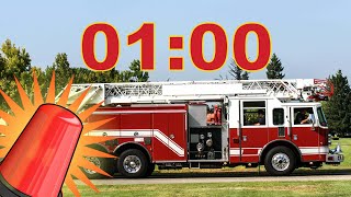 1 Minute Fire Truck Countdown Timer - Fire Truck Siren Sounds and Flashing Lights Profile