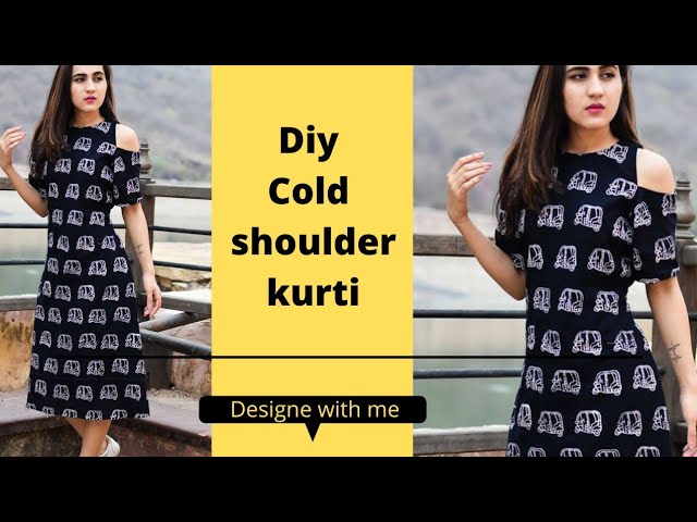 Afstyla Womens Crepe Cold Shoulder Sleeve High Neck Calf Length Printed  Kurti (K-101_White & Black_S) : Amazon.in: Fashion