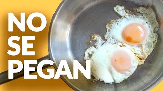 ¡Cómo hacer HUEVOS en SARTÉN de ACERO inoxidable! (1) Aprende a cocinar en acero sin que se pegue