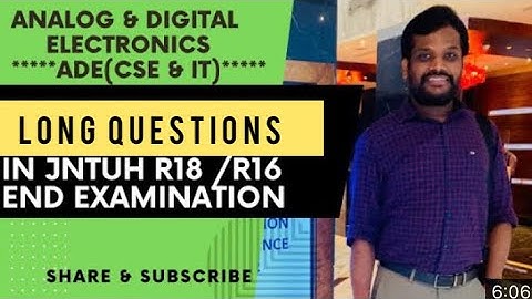 ANALOG AND DIGITAL ELECTRONICS (ADE) IMPORTANT CONCEPTS AND CONCEPTS (CSE/IT)JNTUH R18/R16