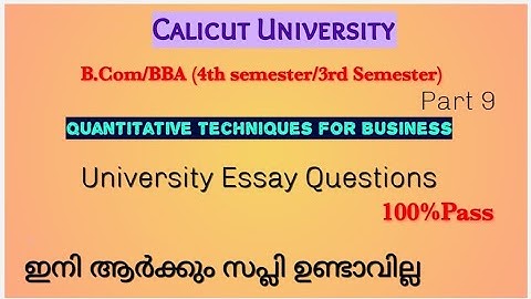 University Essay Questions Quantitative Techniques For Business B.Com/ BBA