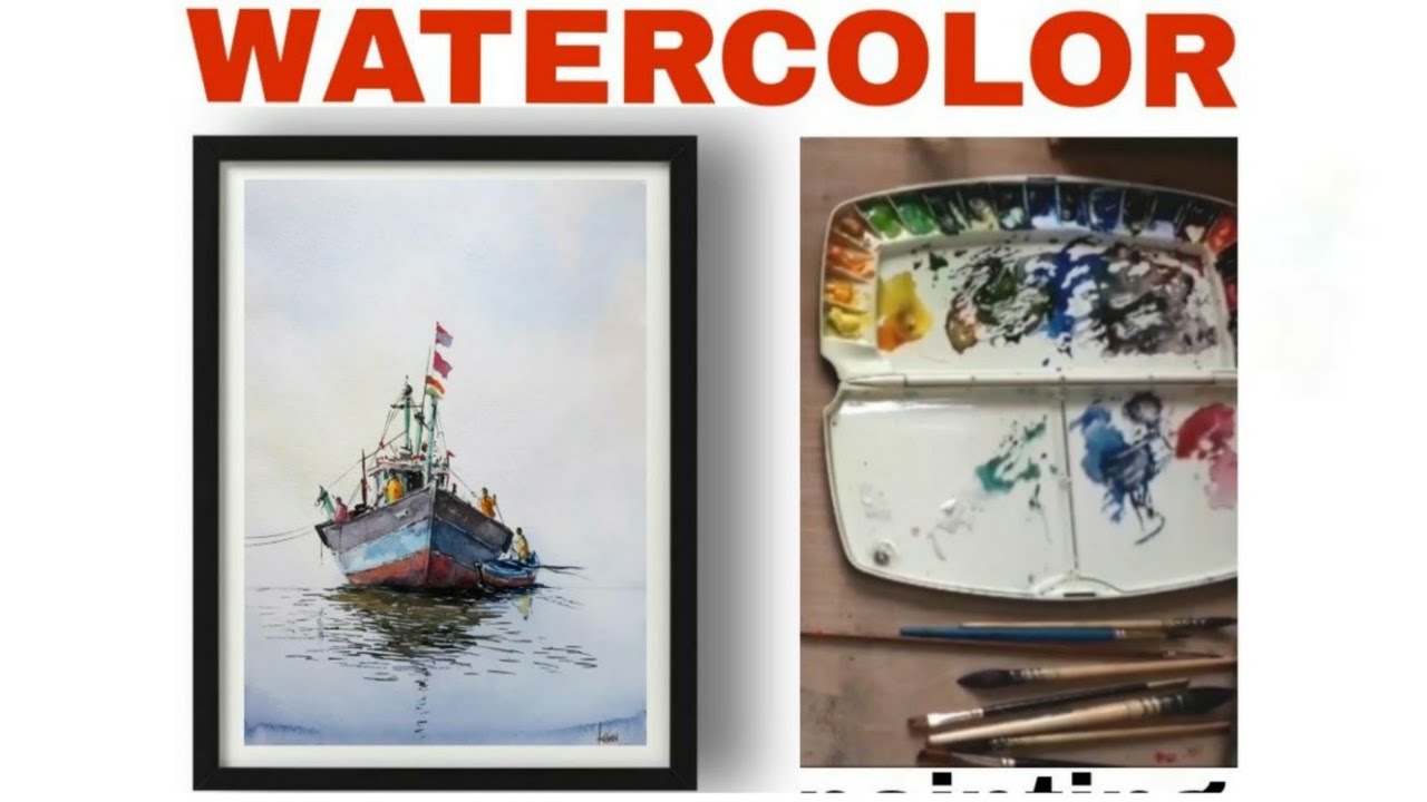 Watercolor demo how to paint boat in watercolor beginners