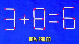 Move only 1 Stick To Make Equation Correct-Matchstick Puzzle ✓✓