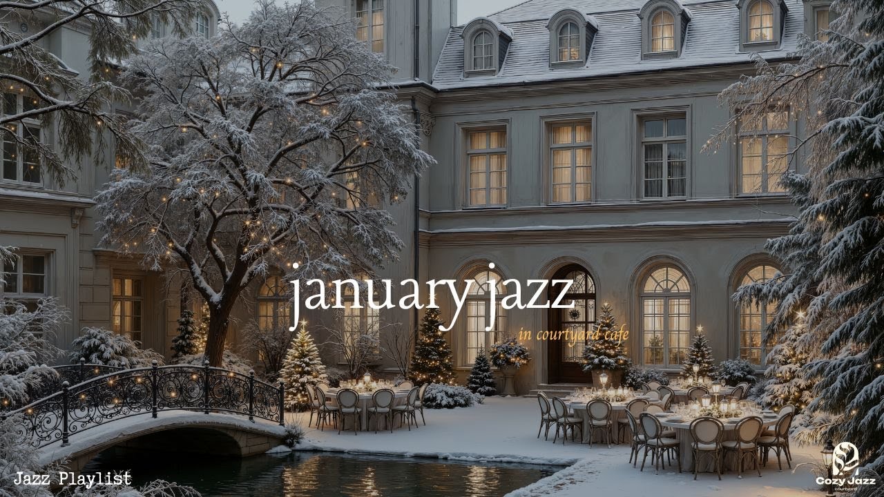 Джаз В Кафе На Берегу Спокойной Реки В Январе | Нежный Джаз На Открытом Воздухе Для Поднятия Наст...