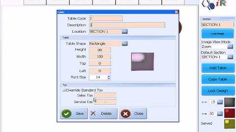 IRS FnB System - Table Plan