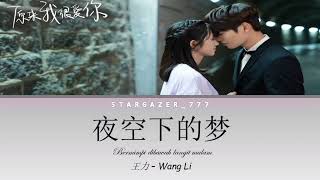 Video thumbnail of "王力 - 夜空下的梦 《原来我很爱你》插曲 （歌词）Wang Li - 夜空下的梦 lyrics | CHN | Pinyin | indo sub"